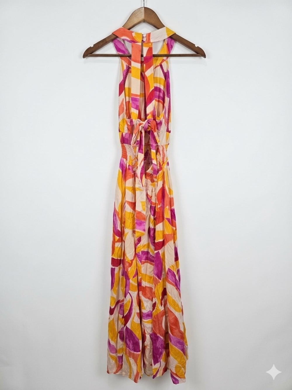 Anthropologie Pink, Yellow & Orange Halter Maxi Dress Sleeveless Size M - Picture 4 of 10